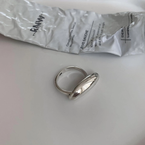 925 Sterling Silver Ring Pebble Geometric Smooth Minimalist Adjustable Band For Women Niche Design Jewelry