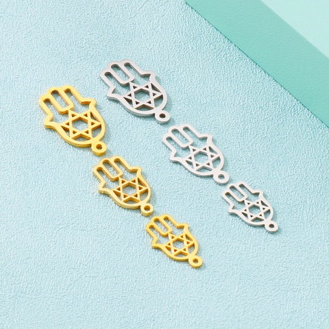 Colgantes Mano De Fátima Acero Inoxidable Charms Estrella De David Huecos Fabricación De Joyas Bricolage Amuleto Símbolo