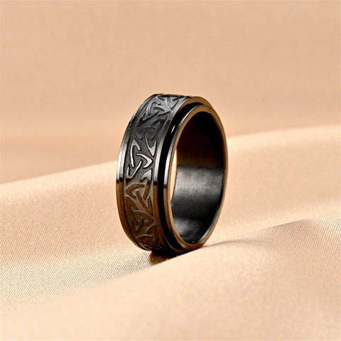 Celtic Knot Spinner Ring Titanium Steel Stress Relief Nordic Vintage Band For Men