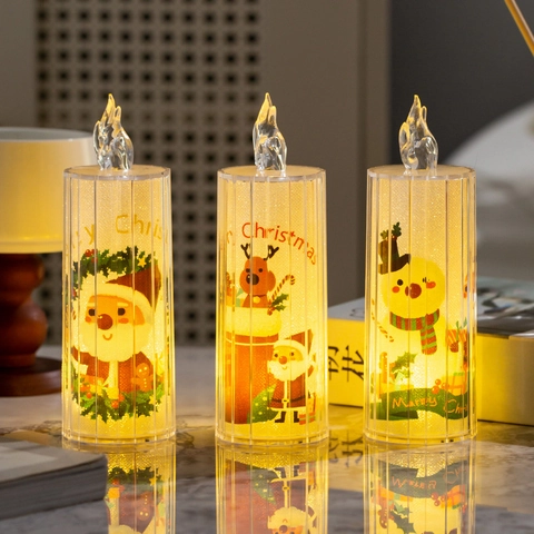 Lampada Candela Elettronica LED Di Natale Plastica Trasparente Senza Fiamma Luce Gialla Calda Decorazione Scrivania Luce Notturna