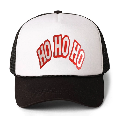 Cappello Trucker Con Stampa Lettere HO HO HO Di Natale Poliestere Rete Traspirante Regolabile Berretto Snapback Per Adulti