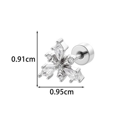 Sneeuwvlok Oorkraakbeen Stud Piercing Oorbellen Titanium Staal Koper Zirkonia Schroefsluiting Luxe Winter Sieraden Dames