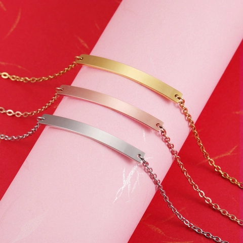 Minimalist Curved Bar Bracelet 18K Gold Plated 304 Stainless Steel Geometric Link Jewelry For Women Gift