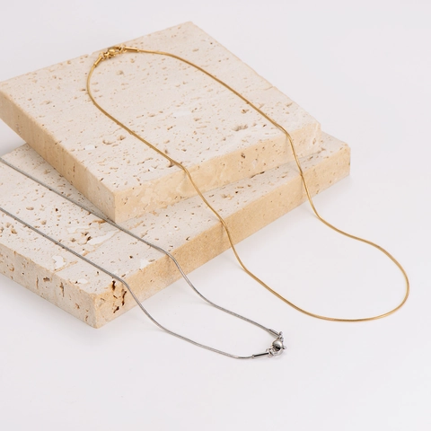 Collana Catena A Serpente Acciaio Inossidabile 304 Placcato Oro 18K Gioielli Minimalisti A Maglie Tonde Lisce Per Donna