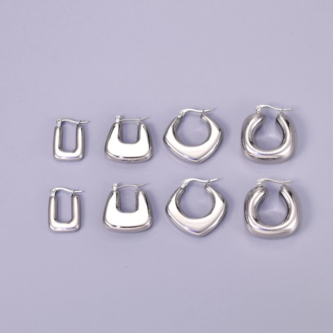 Französischer Stil Titanstahl Ohrringe Für Damen Poliert U-Förmig Geometrisch Rechteckig Herzform Silber Ohrschmuck