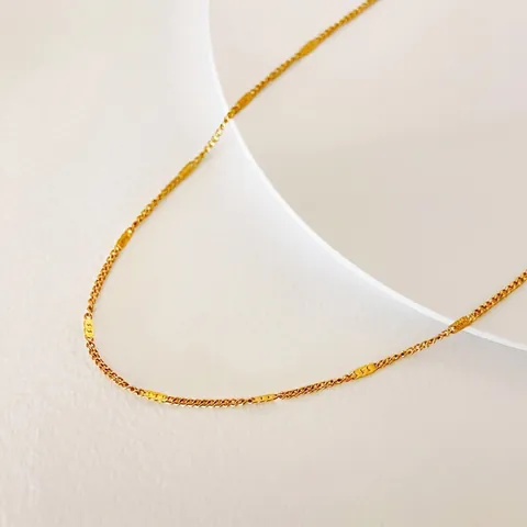 Minimalist Titanium Steel Embossed Glitter Chain Necklace 18K Gold Plated Simple Clavicle Link Chain Women Men Jewelry
