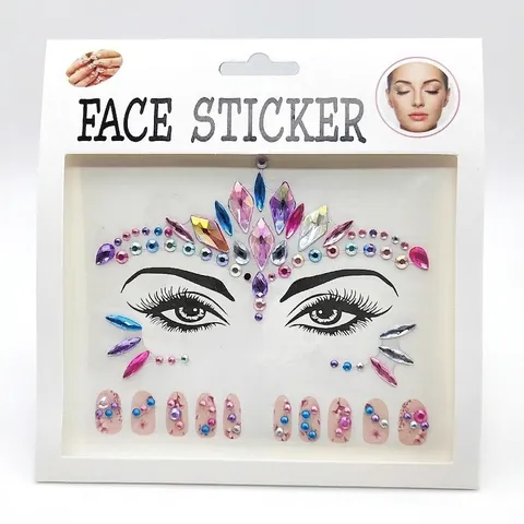 Gezichtsjuwelen En Nagelstickers Acryl Strass Glinsterend Zelfklevend Voor Rave Muziekfestival Party Make-Up