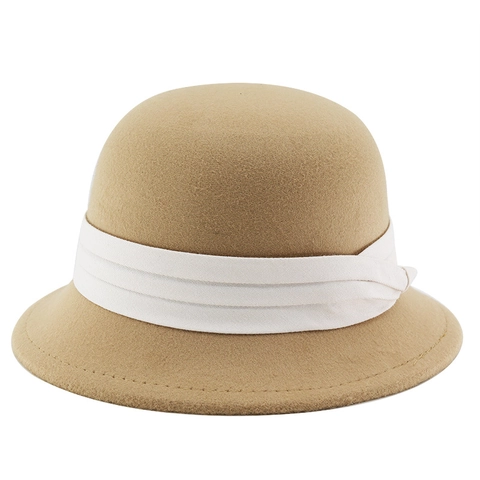 Cappello Cloche Vintage Feltro Di Lana Elegante Stile Francese Cappello A Secchiello Per Donna Nastro A Contrasto