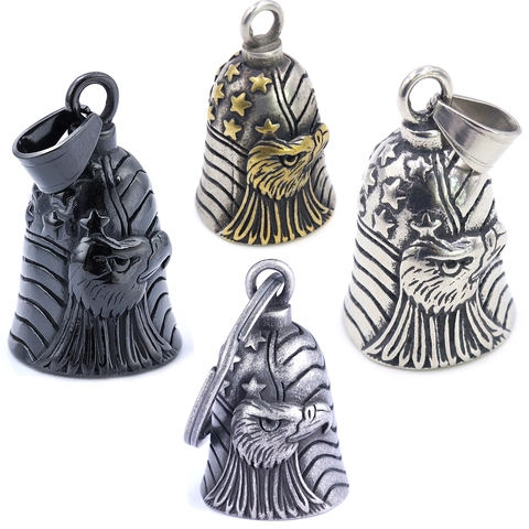 Collana Con Ciondolo A Campanella In Acciaio Inossidabile Aquila Bandiera USA Retro Biker Guardian Bell Per Uomini