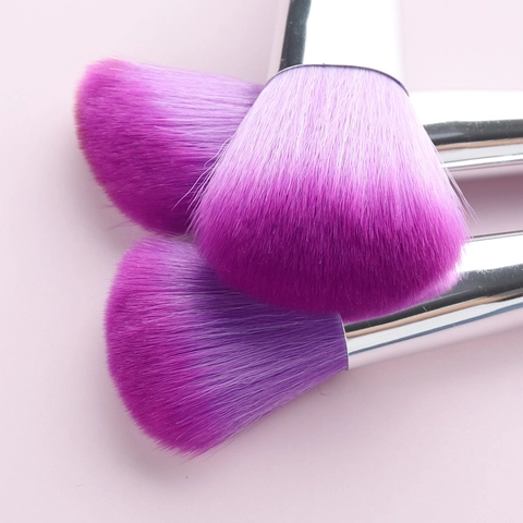 Professionele Paarse Make-Up Borstels Synthetische Vezelharen Houten Handvat PU Opbergtas Foundation Oogschaduw Gezicht Schoonheidshulpmiddelen