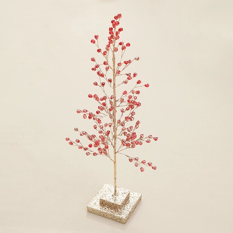 Christmas Decoration Berry Tree Wreath Rattan Branch Metal Wire Acrylic Beads Glitter Festive Tabletop Ornament