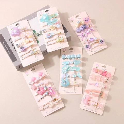 Cute Cartoon Hair Clips Resin Acrylic Flower Bear Heart Sweet Versatile Hair Accessories Women Girls Handmade Stylish
