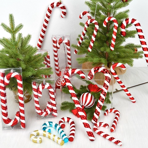 Ornamenti Appesi A Forma Di Bastoncino Di Zucchero Di Natale Righe Spirale Glitter PVC Decorativi Festivi Accessori Per Alberi