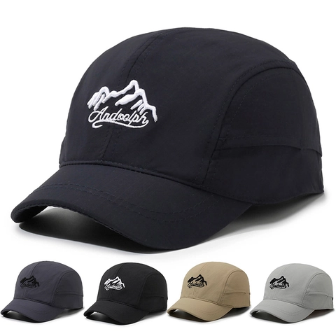 Outdoor Quick Dry Five Panel Baseball Cap Short Brim Mountain Embroidery Adjustable Hiking Camping Sun Hat For Men Women