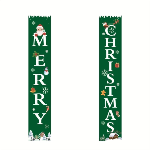 Banderole De Noël Tissu Oxford Merry Christmas Welcome Décoration Murale Suspendue Extérieure Porte Buffalo Plaid