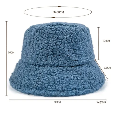 Sombrero De Cubo De Lana De Cordero Cálido Con Forro De Algodón Mujeres Hombres Color Sólido Felpa Plegable