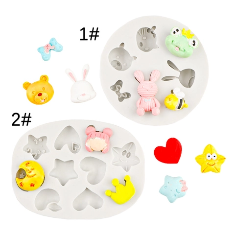 Cartoon Animal Silicone Mold Cute Bear Frog Rabbit Star Heart Shape For DIY Resin Craft And Cake Chocolate Decoration