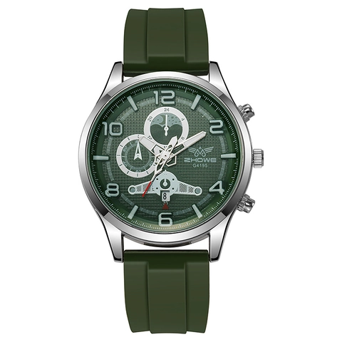 Orologio Al Quarzo Da Uomo Cinturino In Silicone Cassa In Lega Calendario Cronografo Casual Sportivo Affari