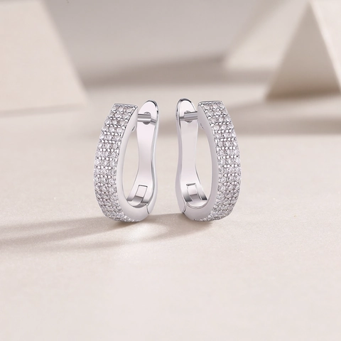 925 Sterling Silver Moissanite Hoop Earrings For Women Luxury Pave Setting U-Shaped Huggie Earrings 18K Gold Plated Jewelry