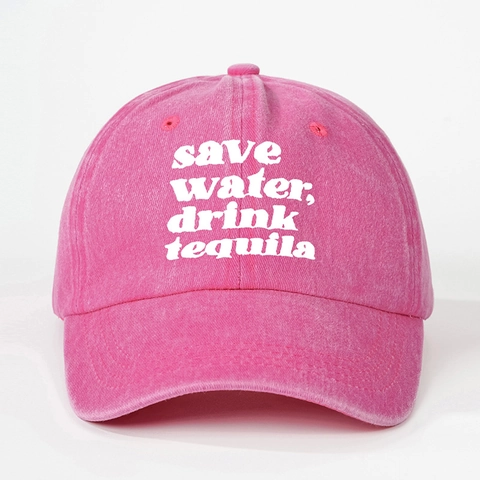 Casquette De Baseball En Coton Lavé Save Water Drink Tequila Slogan Imprimé Ajustable Vintage Décontracté Chapeau Soleil