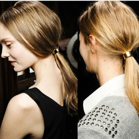 Polsino Per Coda Di Cavallo In Metallo Anello Per Capelli Lega Lucidato A Specchio Minimalista Elastico Capelli Punk Per Donne