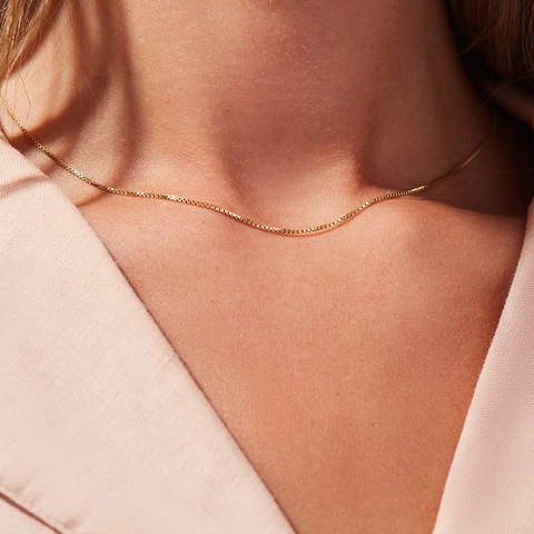 Minimalist 316L Stainless Steel Box Chain Necklace PVD Gold Plated Commuting Jewelry For Women Elegant Simple Neck Chain