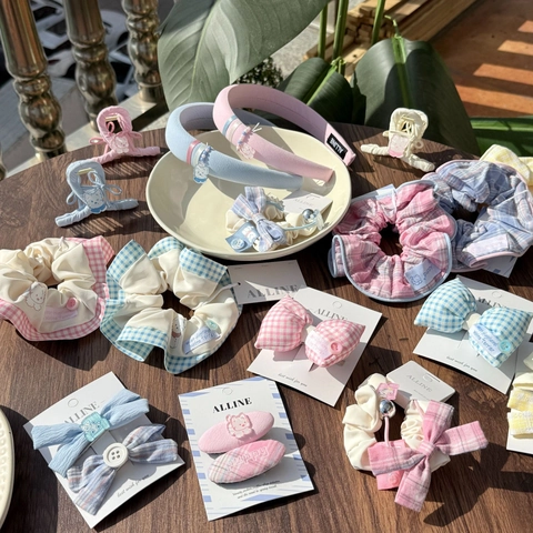 Accessori Per Capelli Cerchietto Clip Per Capelli Elastico Coreano Fiocco A Quadretti Tessuto Decorazione Cucciolo Cartone Ragazze