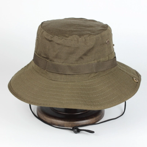 Boonie Hat Outdoor Sun Protection Wide Brim Ripstop Breathable Vent Holes Adjustable Chin Strap For Hiking Fishing