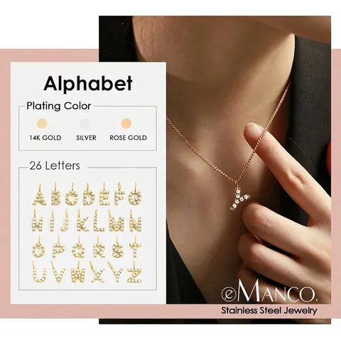 Acier Inoxydable Perle Artificielle Lettre Pendentif Collier Femme Mode Doux Quotidien Chaîne de Clavicule Bijoux Cadeau