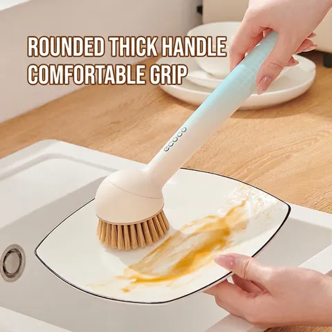 Vloeistofdispenser Keukenreinigingsborstel Lang Handvat Roterende Pan Schotel Scrubber Plastic Ergonomisch Hulpmiddel