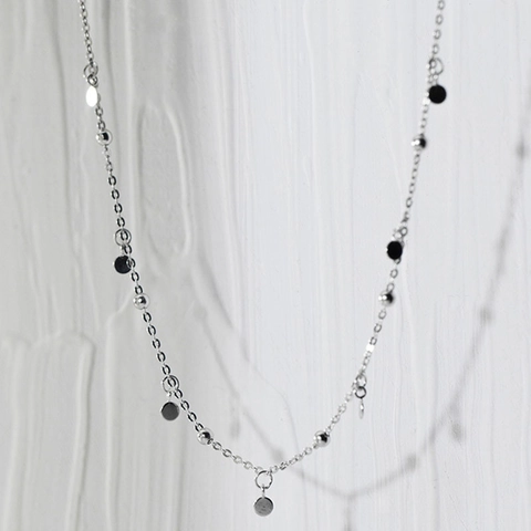 Collana in Rame Minimalista per Donna Semplice Disco Perline Catena a Clavicola Collana con Pendente Geometrico Strass Gioielli Regalo