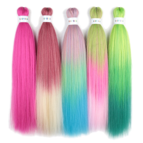 Estensioni Per Capelli Sintetici Per Trecce Pre Stirate Easy Braid Colore Sfumato Ombre Fibra Resistente Al Calore Per Donne