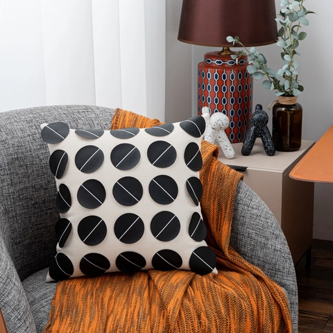 Kissenbezug Dekokissen Schwarz Luxus Geometrisch Kunstleder Leinwand Patchwork Kissenbezug Für Sofa Couch Wohnkultur INS Stil