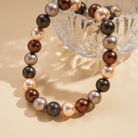 Collana Di Künstliche Perle Di Imitazione Multicolore Con Chiusura In Rame Retrò Elegante Catena Da Clavicola Gioielli Per Donna
