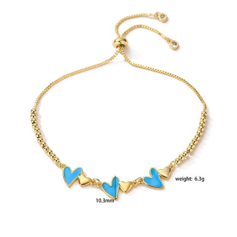 Bracciale Regolabile in Rame Oro con Cuore a Goccia d'Olio per Donna Perle Geometriche Colorato Smalto Amore Charm Bracciale Gioielli Regalo
