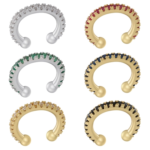 Orecchini a Clip in Ottone Placcato Oro Con Zirconia Micro Intarsiata Senza Buco Geometrici a Forma di U Minimalisti da Donna Gioielli