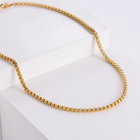 Collana Catena Box Acciaio Inossidabile 304 Lucidato Minimalista Per Uomini Donne Toni Oro Nero Argento