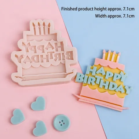 Happy Birthday Cake Silicone Mold Fondant Chocolate Decorating Baking DIY Craft Tool Lettering Candle Pattern