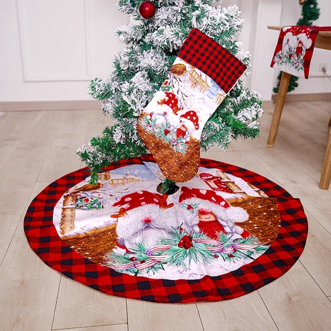 Decorazioni Natale Quadri Rosso Nero Gnomo Gonna Albero Calza Runner Tavola Tessuto Ornamento Festivo
