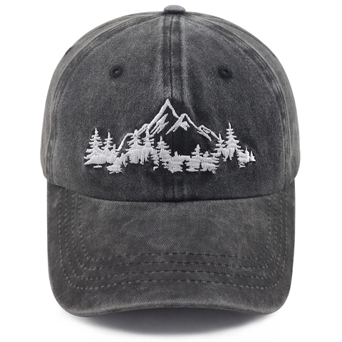 Cappellino da Baseball in Cotone Lavato Vintage Con Ricamo Foresta Montana Per Uomo Donna Outdoor Escursionismo Pesca Regolabile