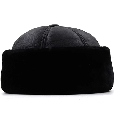 Cappello Docker Senza Tesa Invernale Caldo Pelle PU Bordo In Pelliccia Sintetica Ispessito Foderato In Pile Vintage Uomo
