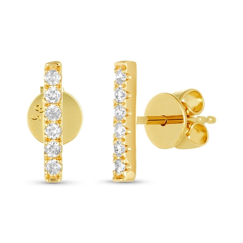 Orecchini a Bottone Lineari in Zirconia Con Perno in Argento Sterling S925 Minimalista Geometrico Rame Oro Argento Donna