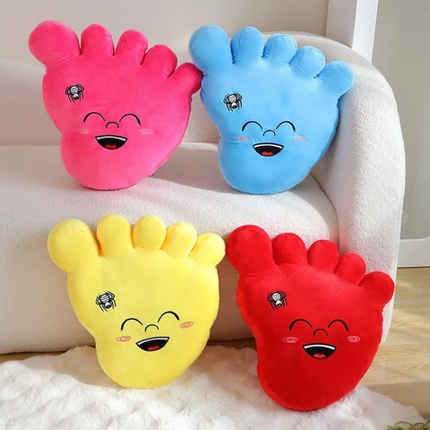 Feet Shaped Plush Pillow Cartoon Smile Spider Embroidery Soft Cushion Home Decor Sofa Toy Gift