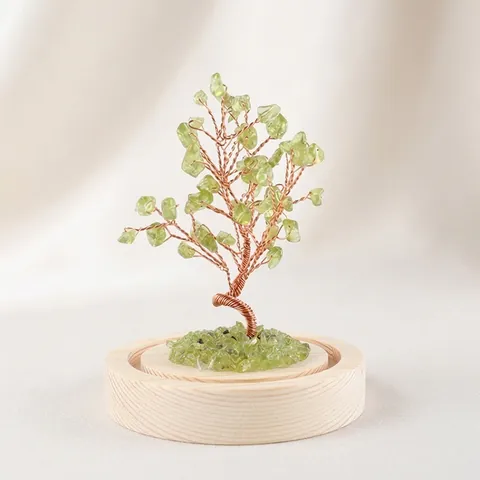 Albero Dei Soldi In Cristallo Naturale Bonsai Di Pietre Preziose Con Filo Di Rame Cupola In Vetro E Base In Legno