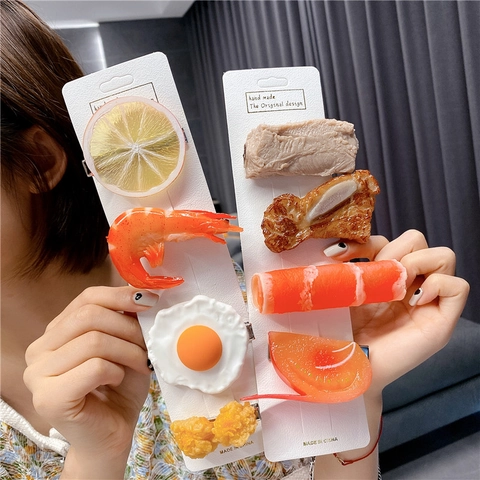 Simulation Food Hair Clips Creative Realistic Resin Hairpins For Women Girls Funny Novelty Hair Accessories