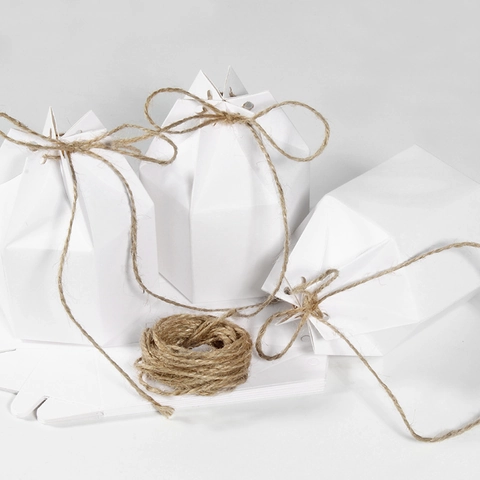Hexagon Kraft Paper Gift Boxes European Style Candy Favors With Hemp Rope Portable Folding Wedding Party