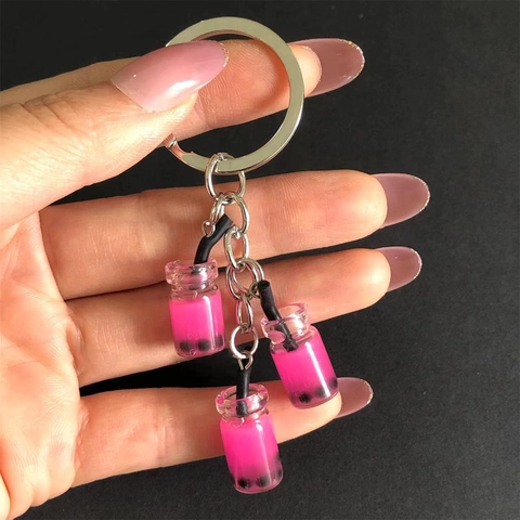 Mini Llavero De Té De Burbujas Perla Artificial Resina Simulación Taza De Bebida Colgante Lindo Creativo Bolso Encanto