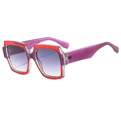 Retro Square Sunglasses Large Frame UV400 Protection Gradient Lenses PC Frame Color Block Fashion Unisex Outdoor