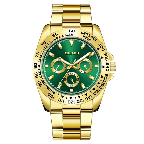 Mens Business Quartz Watch Alloy Link Bracelet Luminous Hands Chronograph Style Tachymeter Bezel Fashion Wristwatch