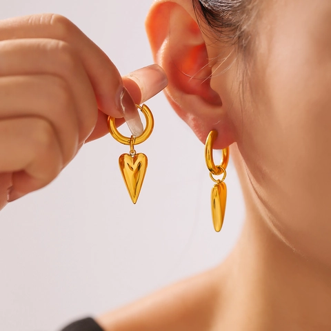 Vintage Roestvrij Staal 18K Vergulde Hart Druppel Oorbellen Voor Vrouwen Minimalistische Titanium Stalen Oorbellen Sieraden